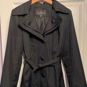 London Fog Hooded Rain Trench Coat S